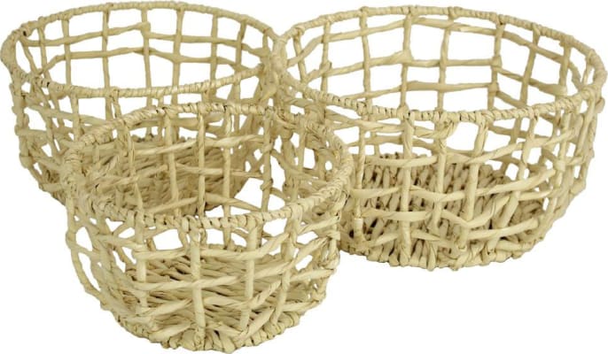 Kersten Körfur grófar 3stk sett 40x40x22 palm leaf white