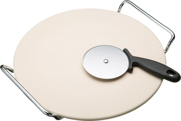 Kitchencraft pizzasteinn Ö:32cm með pizzaskera og grind