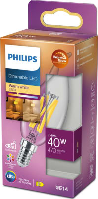 LEDF 40W B35 E14 WW GLÆR DIM