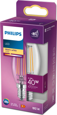 LEDF 40W B35 E14 WW GLÆR