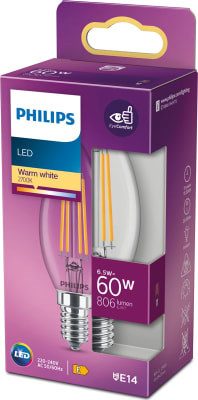 LEDF Kerti 60w B35 E14 WW glær filament