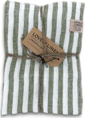 Lovely Linen Löber 47x150 röndótt jeep green