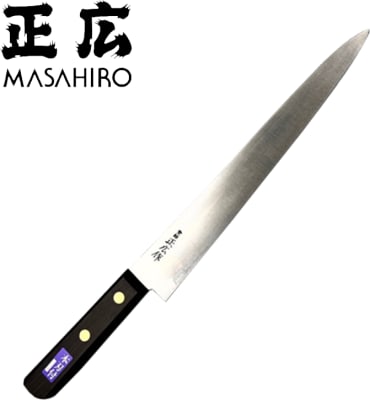 Masahiro Virgin Carbon Slicer hnífur 27 cm. - Viðarhandfang - Economy