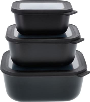 Mepal Cirqula skálasett með loki 3stk háar ferkantaðar black