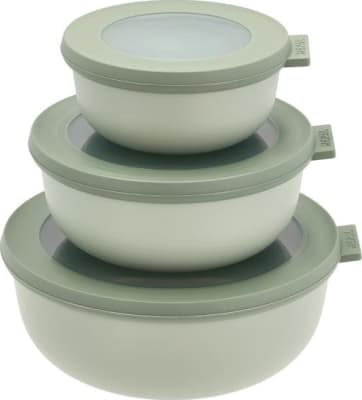 Mepal Cirqula skálasett með loki 3stk lágar nordic sage