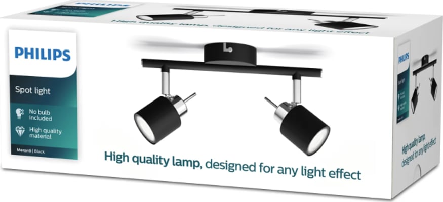 Meranti bar/tube Svartur 2x35W 230V