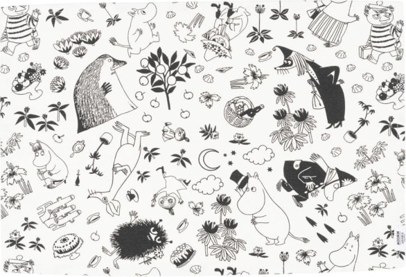 Moomin Diskamotta 33x45cm black&white