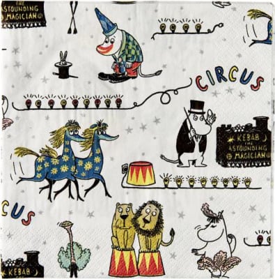 Moomin Servíettur 33cm 20stk, Sirkús