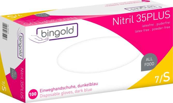 Nitril BINGOLD 35 bláir S 100stk