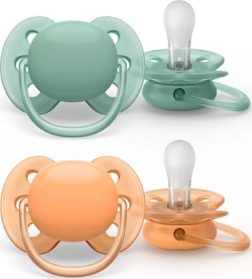 Philips-AVENT Snuð Ultra Soft 0-6 mánaða 2stk appelsínugult/grænt