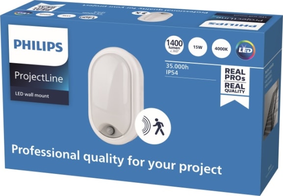 Projectline Wall lamp Oval 1400lm 4000K Sensor IP 65