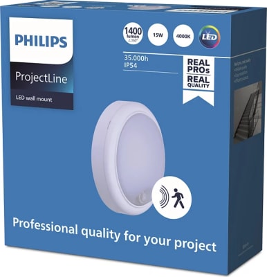 Projectline Wall lamp Round 1400lm 4000K Sensor IP65