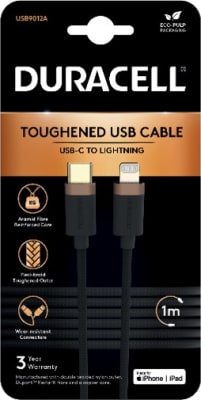 PSA Duracell Hleðslusnúra USB-C í lightning 1M