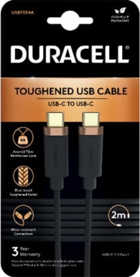 PSA Duracell Hleðslusnúra USB-C í USB-C  2M