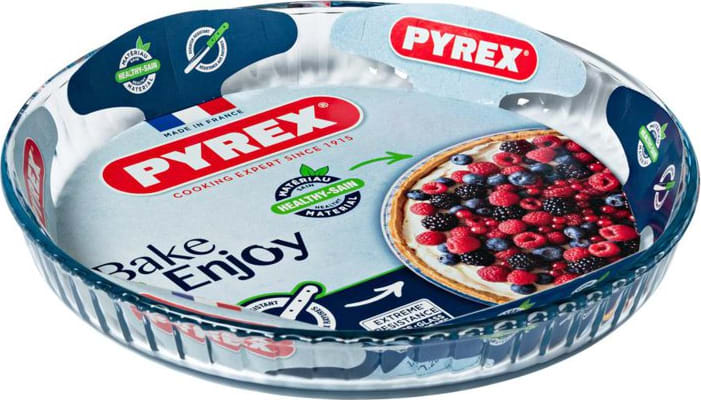 Pyrex Gler fat kringlótt rifflað 25cm