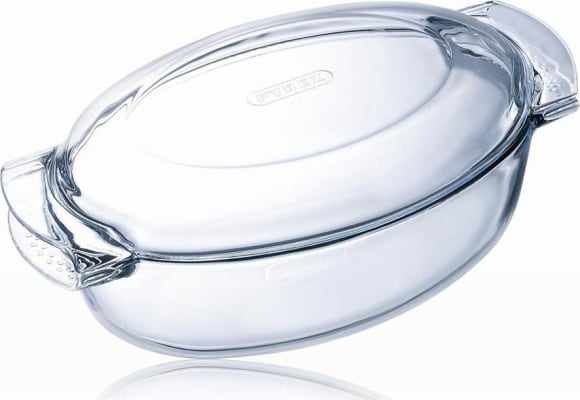 Pyrex Gler pottur með loki oval 5,8ltr 38x23x15,2cm