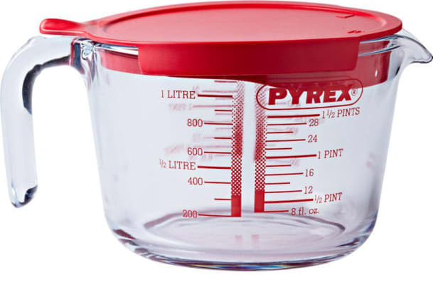 Pyrex Mælikanna gler með haldi og loki 1ltr