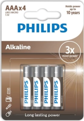 Rafhlöður Alkaline. AAA 4 á spj 12 í kassa