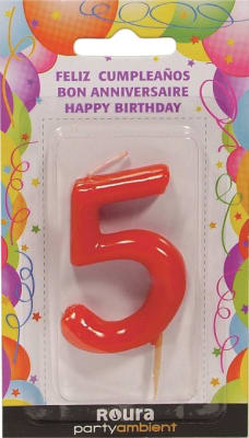 Roura Afmæliskerti Red - 5- 55*35 mm