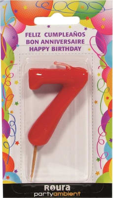 Roura Afmæliskerti Red - 7- 55*35 mm