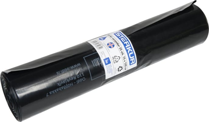Ruslapokar svartir 120ltr 75x120cm 50my 25stk