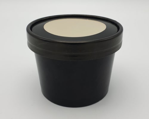 Salatbox pappa svört og lok m/glugga 225ml 8oz 250stk