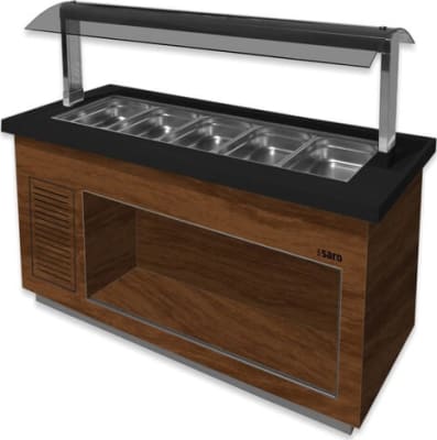 SARO Hitaborð "BUFFET" 5x 1/1GN 200x88x135cm Viðar