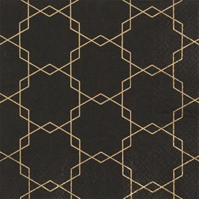 Servíettur Art Deco Black 33×33 (12)