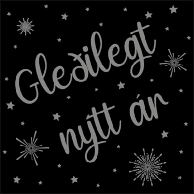 Servíettur Gleðilegt nýtt ár silfur 33×33 20stk (12)