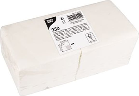 Servíettur hvítar 250st 24×24 cm(8)