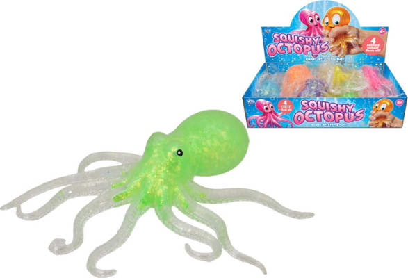 Squishy Octopus 6-teg. 18cm. Displ-12