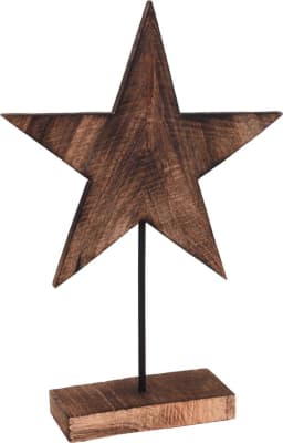 Stjarna á viðarstandi 35cm viður