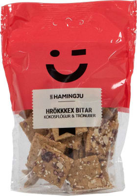 Til hamingju Hrökkkex-bitar Kókösflögur/trönuber 16x95g