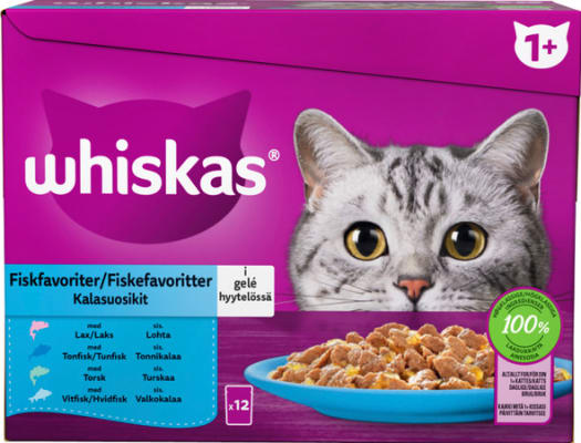 WHISKAS 1+Fisk i gele 12x85gr