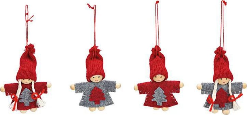 Wurm Filt jólabarn, hangandi 4mism 1stk