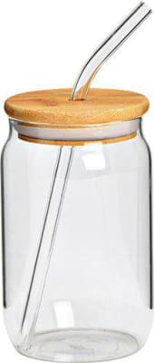 Wurm Glas með bambus loki og gler röri h:12cm