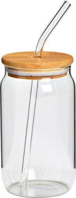Wurm Glas með bambus loki og gler röri h:13cm