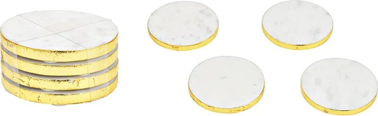 Wurm Glasamotta hvít marmara 4stk með gylltri brún 10cm