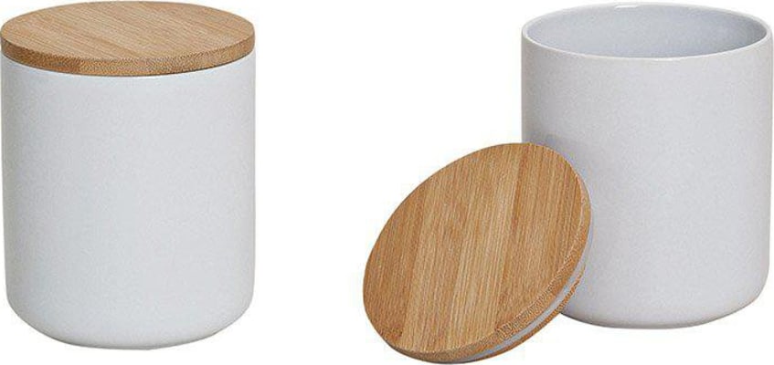 Wurm Krukka keramik með bambus loki ö:10cm h:12cm white