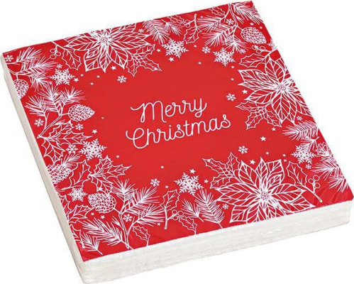 Wurm Servíettur Merry Christmas rauð 33x33cm