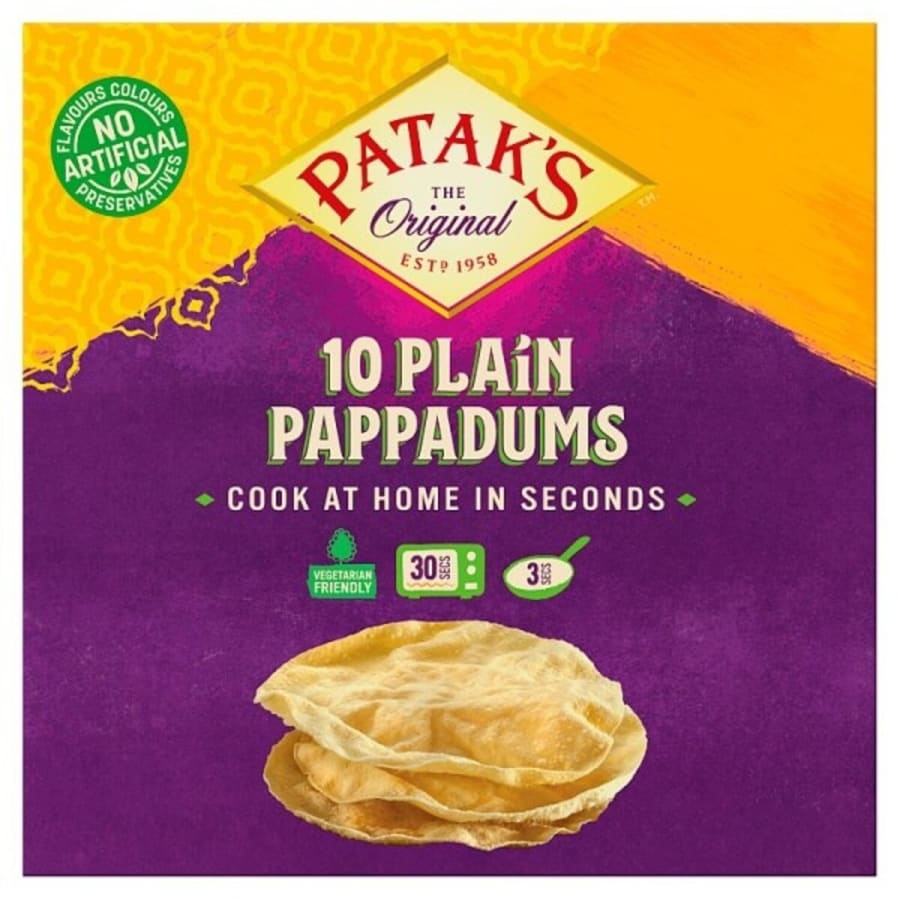 Pataks Pappadums Plain Uncooked