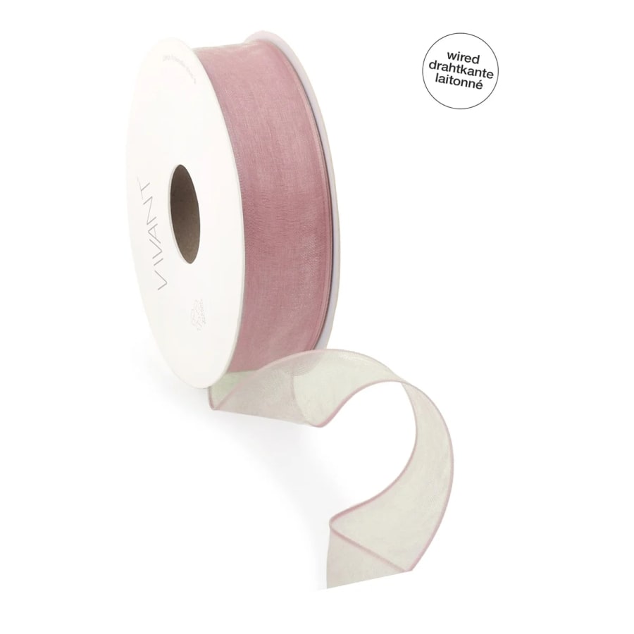 20m.ORGANZA M/VÍR 40mm. Marbel Rosa