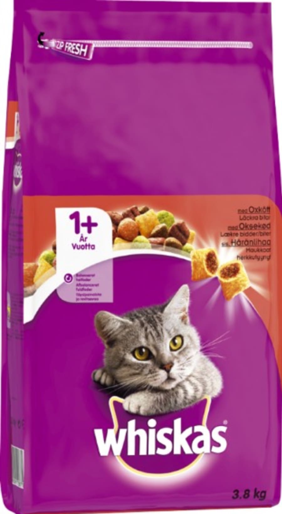 Whiskas þurrmatur með nautakjöti 3,8 kg