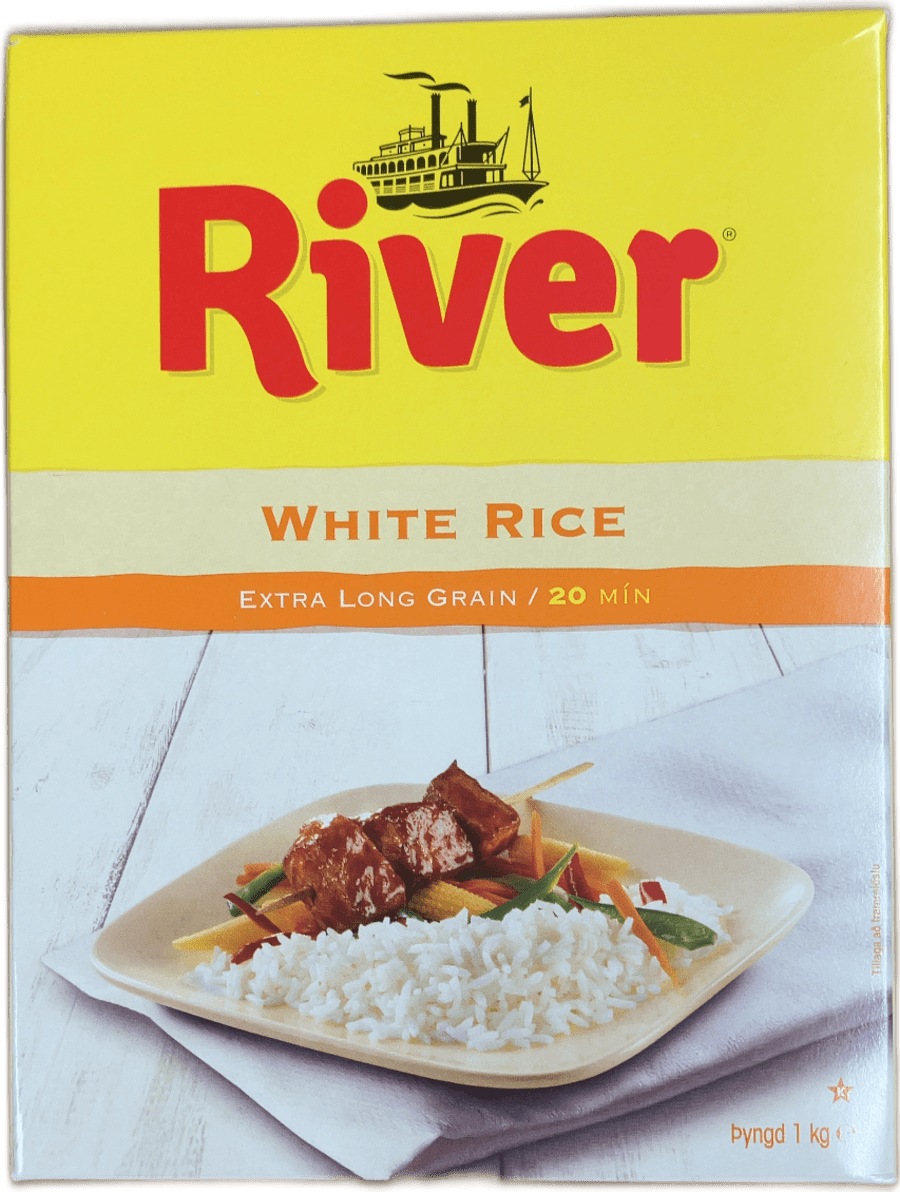 River hvít hrísgrjón, extra löng korn, 1 kg