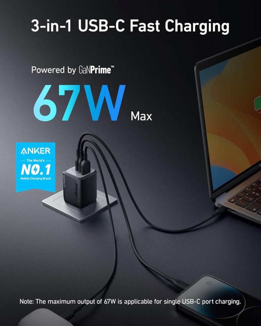 Anker 735 Prime 3 porta USB hleðslutæki 67W