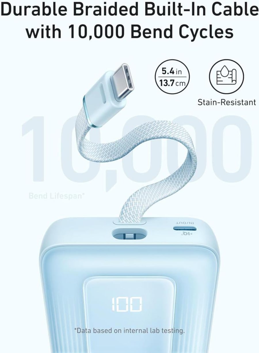 Anker Zolo 10K mAh ferðarafhlaða m/USB-C kapli br