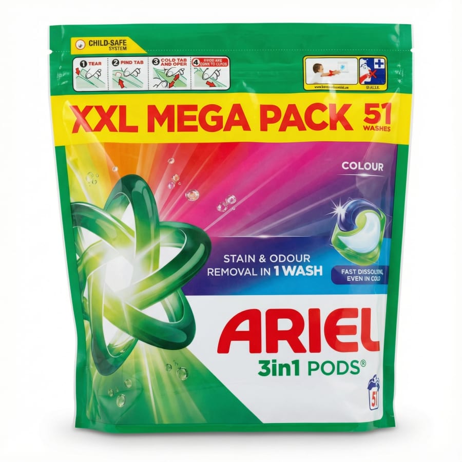 Ariel 3in1 Pods Colour XXL Mega Pack (51 stk, 928.2 g)