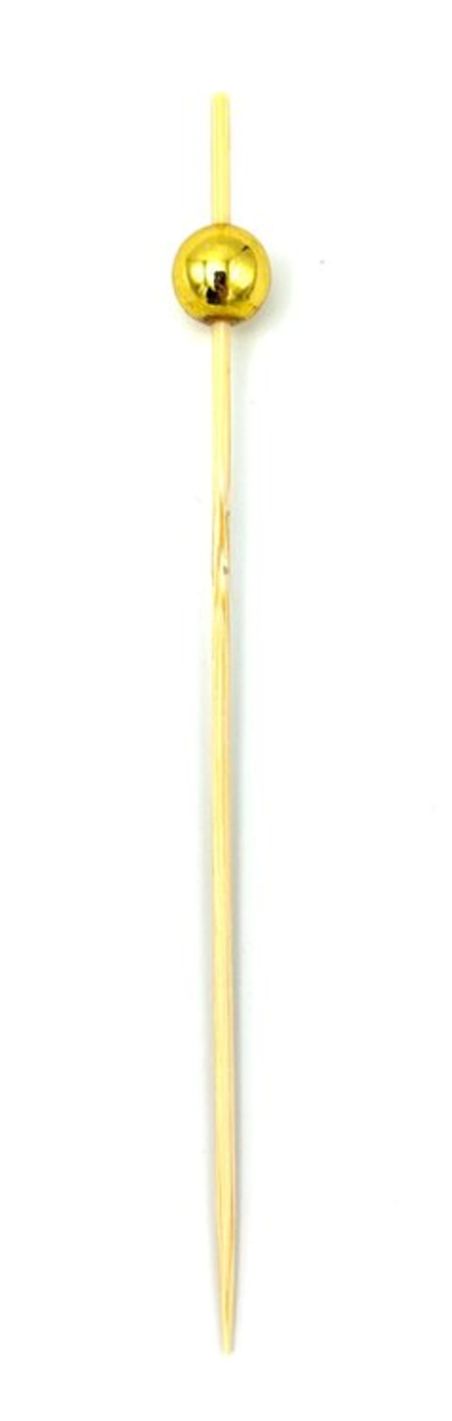 Bambuspinnar m/gylltri kúlu 12cm 100stk