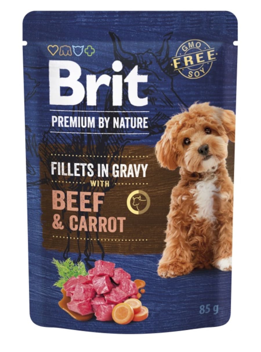 Brit PBN Dog Fillets in Gravy with Beef & Carrot 85g
