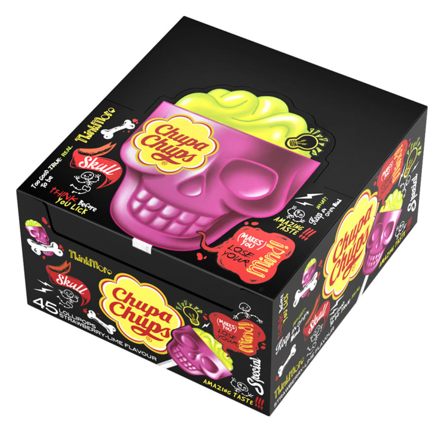 Chupa Chups 3D Skull Strawberry Lime